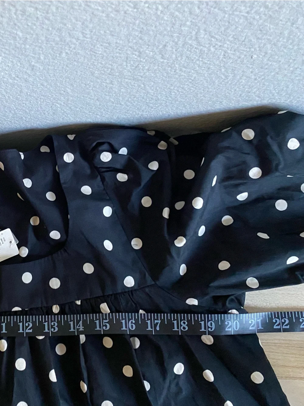 Anthropologie Maeve Polka Dot Square Neck Puff Sleeve Babydoll Mini Dress Large - Picture 8 of 9